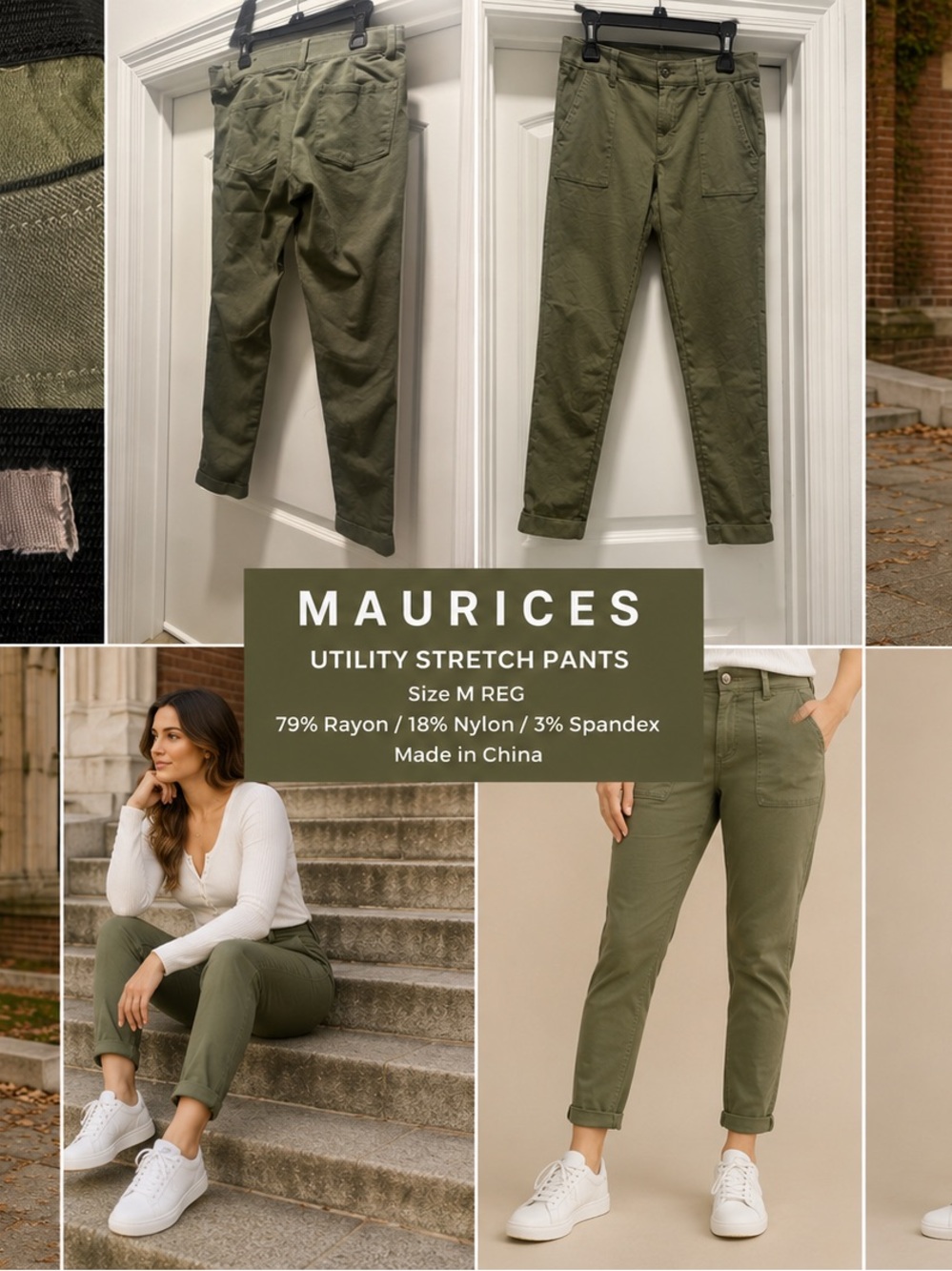 Maurices Olive Green Utility Stretch Cropped Pants